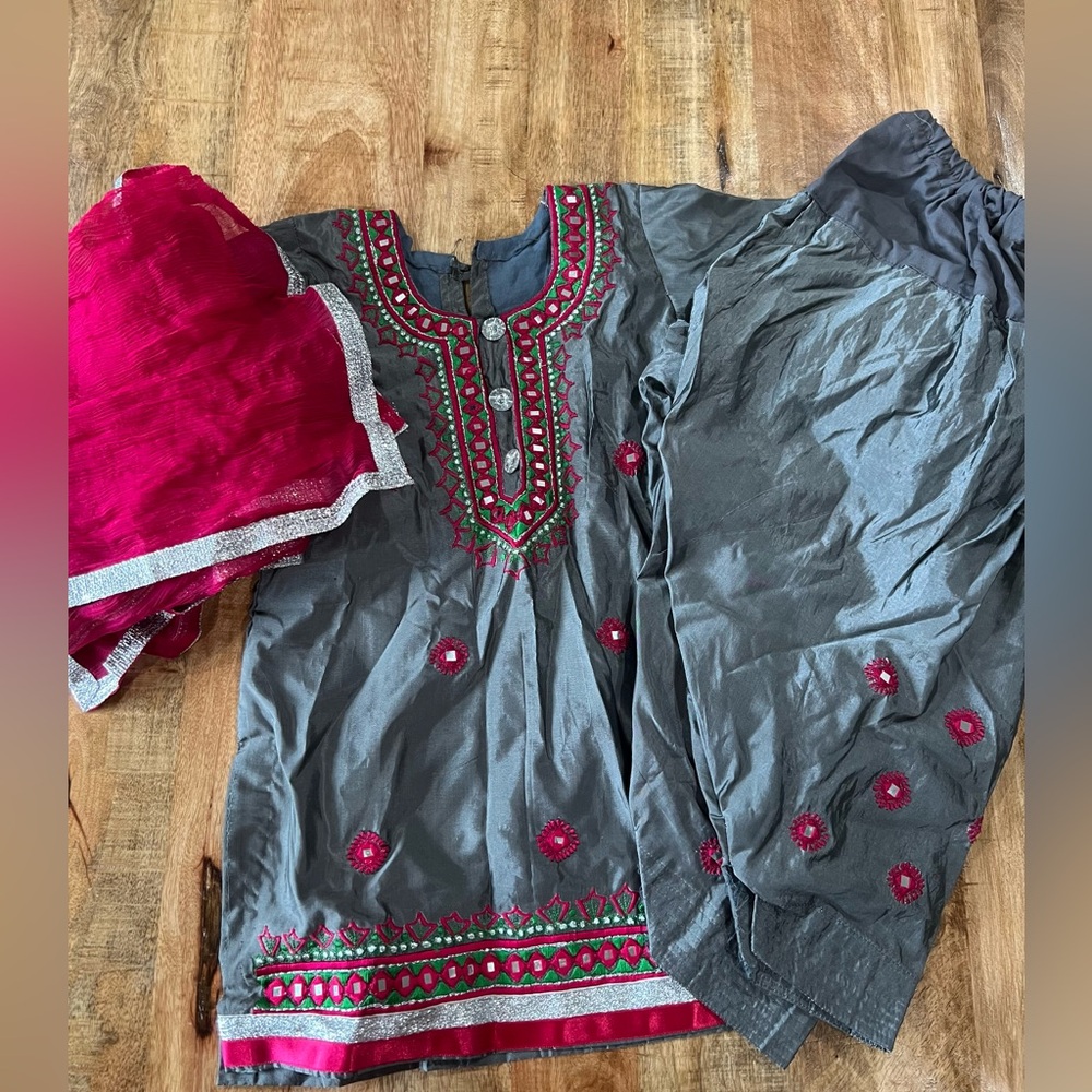 Beautiful threadwork ..embroidery silk suit.